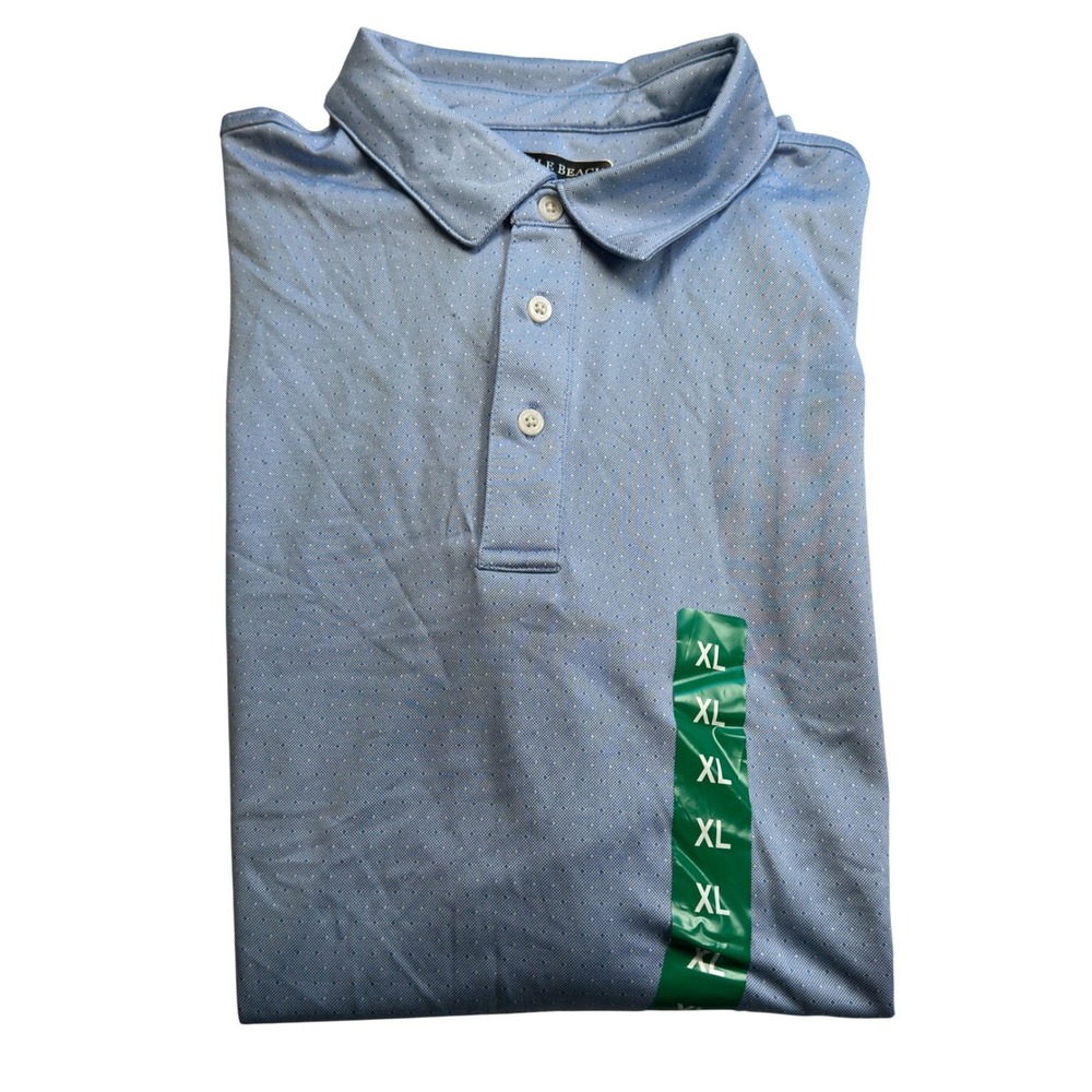 Pebble Beach Polo Shirt XL Blue Polyester Micro Dot Dry-Luxe Performance Mens